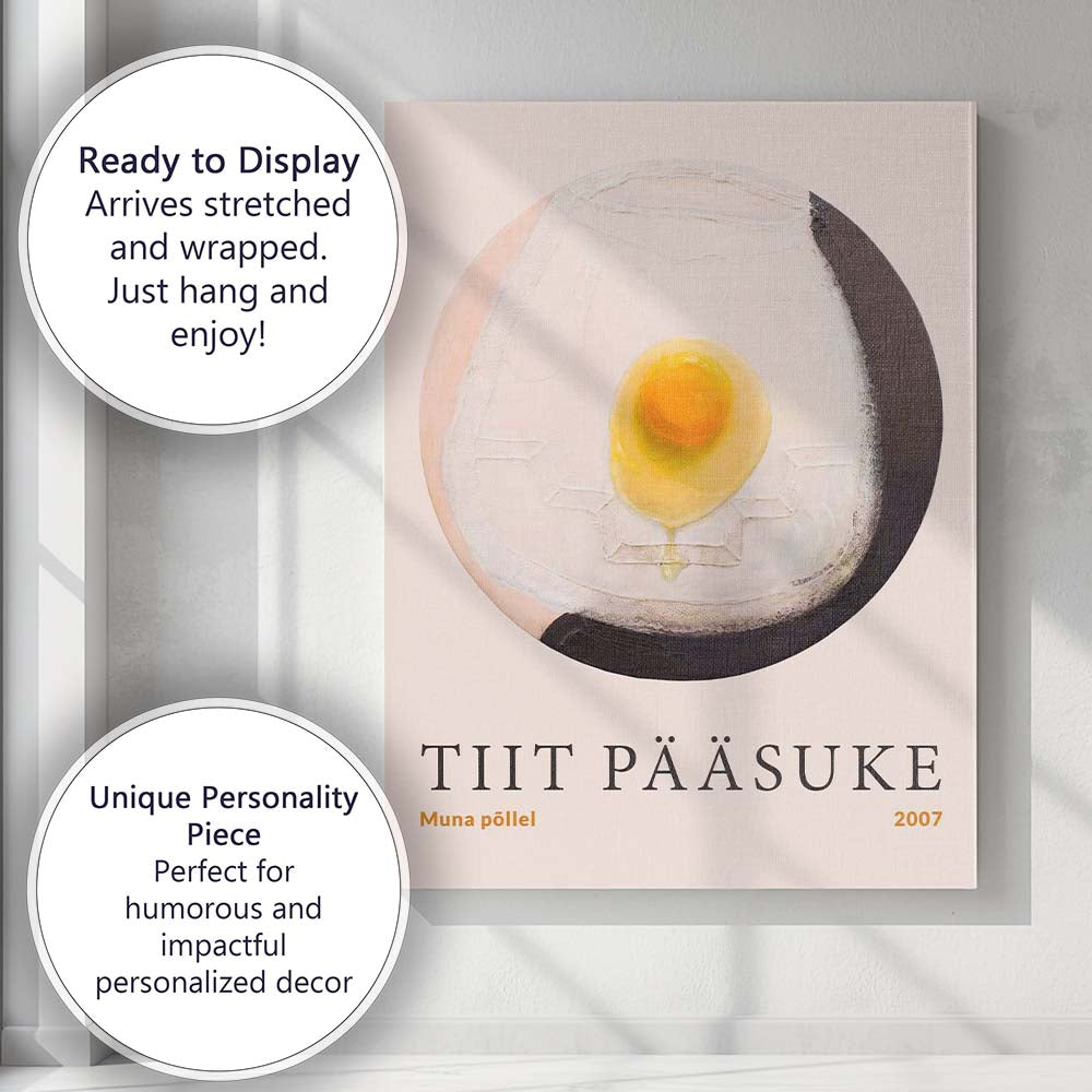Minimalist Fried Egg Contemporary Still Life Painting Canvas Wall Art Print Decor Picture Ready to Hang
