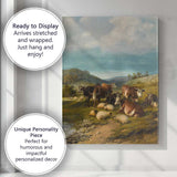 Traditional Pastoral Cattle And Sheep Countryside Landscape Oil Painting Canvas Wall Art Print Decor Picture Ready to Hang