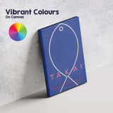 Blue Minimalist Fish Outline Gallery Exhibition Poster Canvas Wall Art Print Decor Picture Ready to Hang