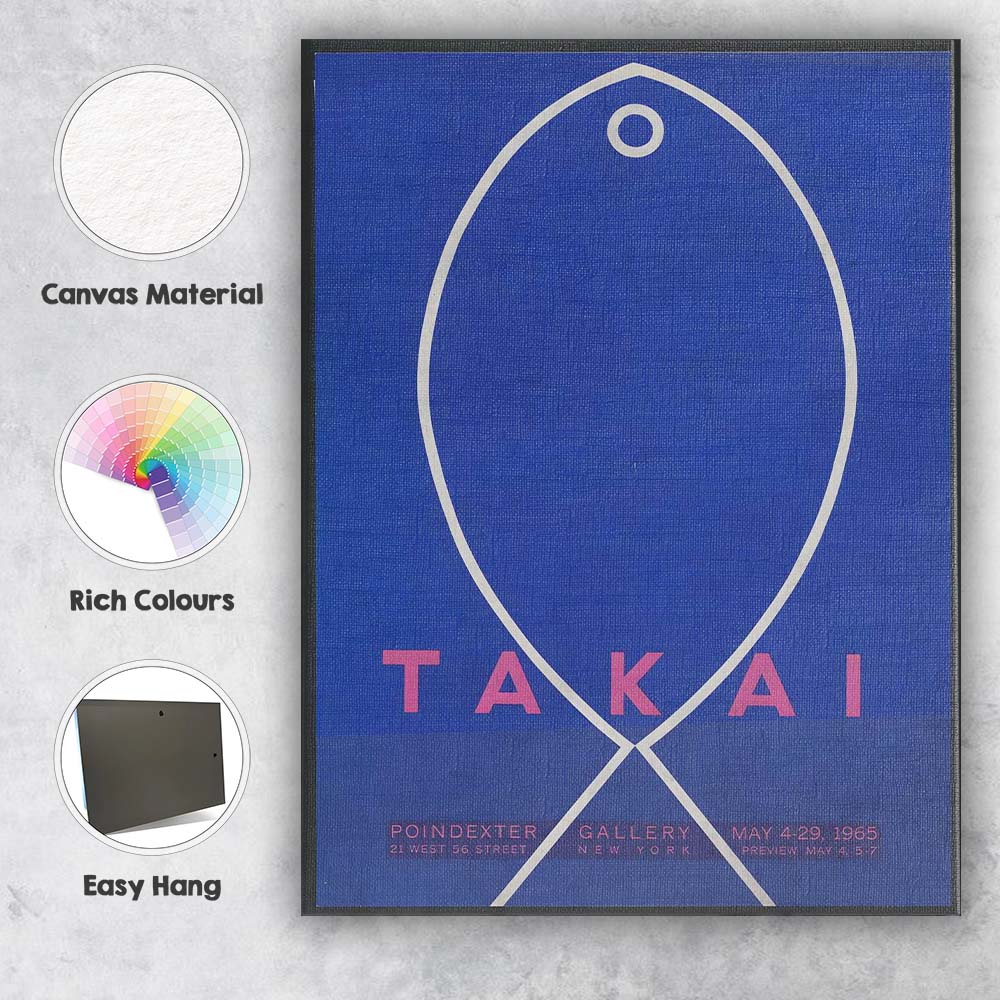 Blue Minimalist Fish Outline Gallery Exhibition Poster Canvas Wall Art Print Decor Picture Ready to Hang