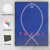 Blue Minimalist Fish Outline Gallery Exhibition Poster Canvas Wall Art Print Decor Picture Ready to Hang