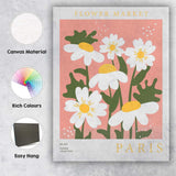 Pastel Pink Daisy Flower Market Scandinavian Botanical Illustration Canvas Wall Art Print Decor Picture Ready to Hang