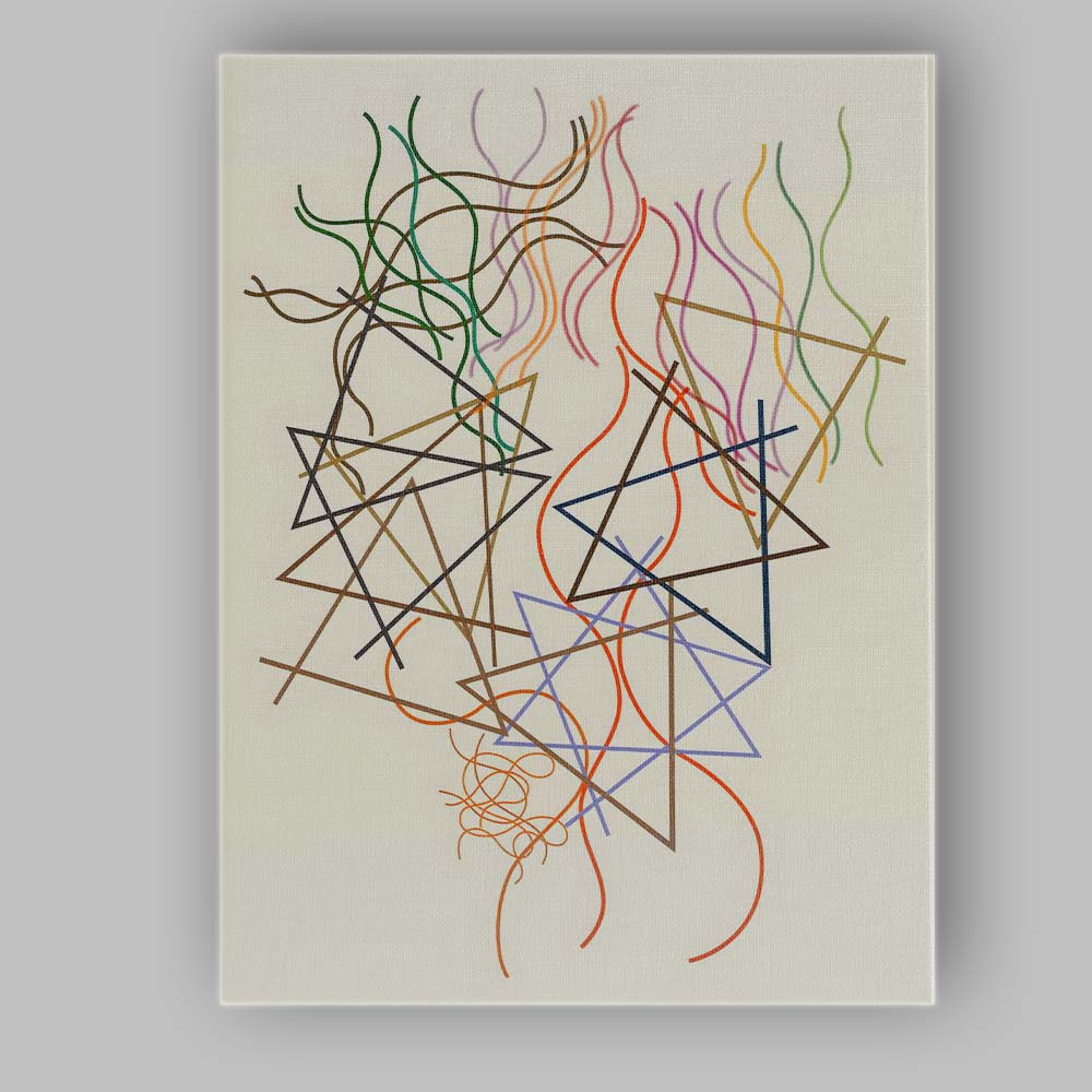 Colourful Abstract Geometric Line Composition Modern Minimalist Art Canvas Wall Art Print Decor Picture Ready to Hang