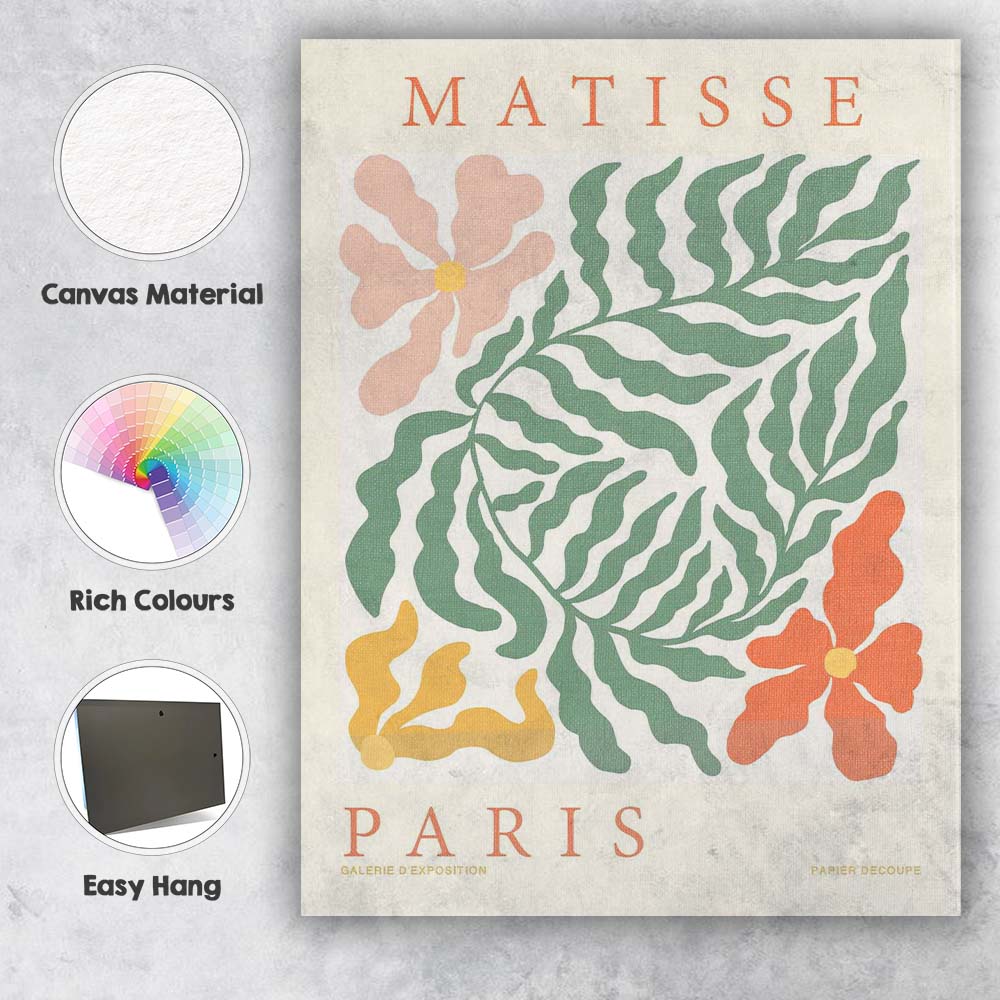Matisse Inspired Botanical Cut Paper Floral Poster Canvas Wall Art Print Decor Picture Ready to Hang