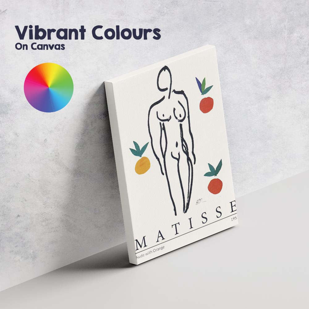 Matisse Inspired Nude With Oranges Minimalist Line Art Canvas Wall Art Print Decor Picture Ready to Hang