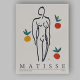 Matisse Inspired Nude With Oranges Minimalist Line Art Canvas Wall Art Print Decor Picture Ready to Hang