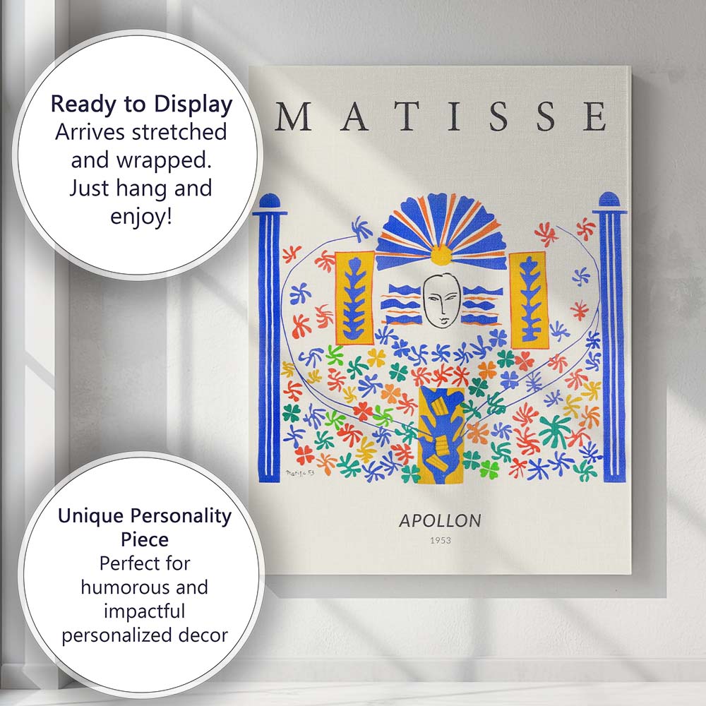 Matisse Apollon Colourful Cut Paper Floral Composition Canvas Wall Art Print Decor Picture Ready to Hang