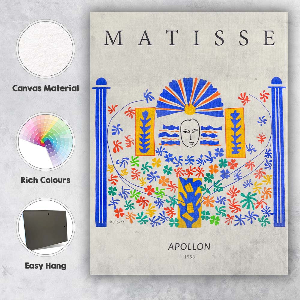 Matisse Apollon Colourful Cut Paper Floral Composition Canvas Wall Art Print Decor Picture Ready to Hang