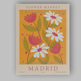 Warm Yellow Daisy Tulip Floral Market Poster Canvas Wall Art Print Decor Picture Ready to Hang