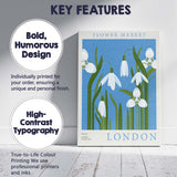 Blue White Snowdrop Spring Flower Market Poster Canvas Wall Art Print Decor Picture Ready to Hang