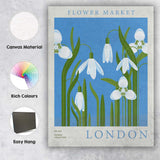 Blue White Snowdrop Spring Flower Market Poster Canvas Wall Art Print Decor Picture Ready to Hang