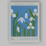 Blue White Snowdrop Spring Flower Market Poster Canvas Wall Art Print Decor Picture Ready to Hang