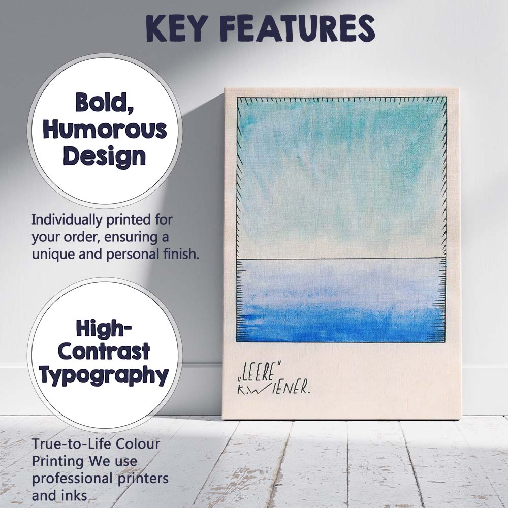 Minimalist Blue Horizon Abstract Watercolour Landscape Canvas Wall Art Print Decor Picture Ready to Hang