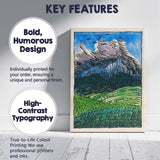 Bold Blue Mountain Landscape Expressionist Illustration Canvas Wall Art Print Decor Picture Ready to Hang