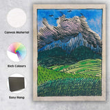 Bold Blue Mountain Landscape Expressionist Illustration Canvas Wall Art Print Decor Picture Ready to Hang