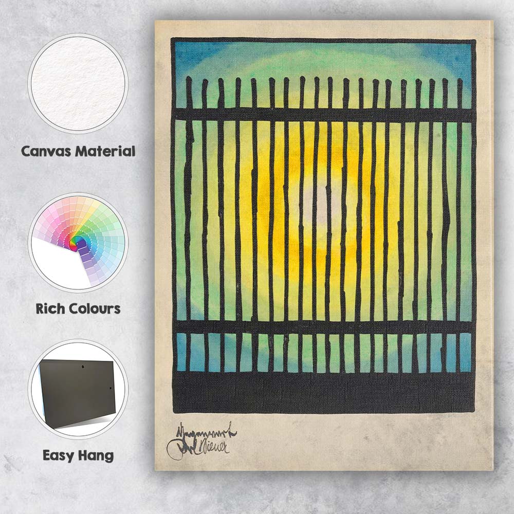 Abstract Black Fence Sunlight Geometric Watercolour Canvas Wall Art Print Decor Picture Ready to Hang