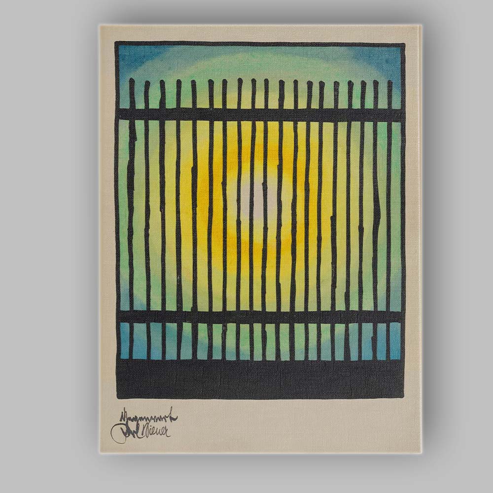 Abstract Black Fence Sunlight Geometric Watercolour Canvas Wall Art Print Decor Picture Ready to Hang