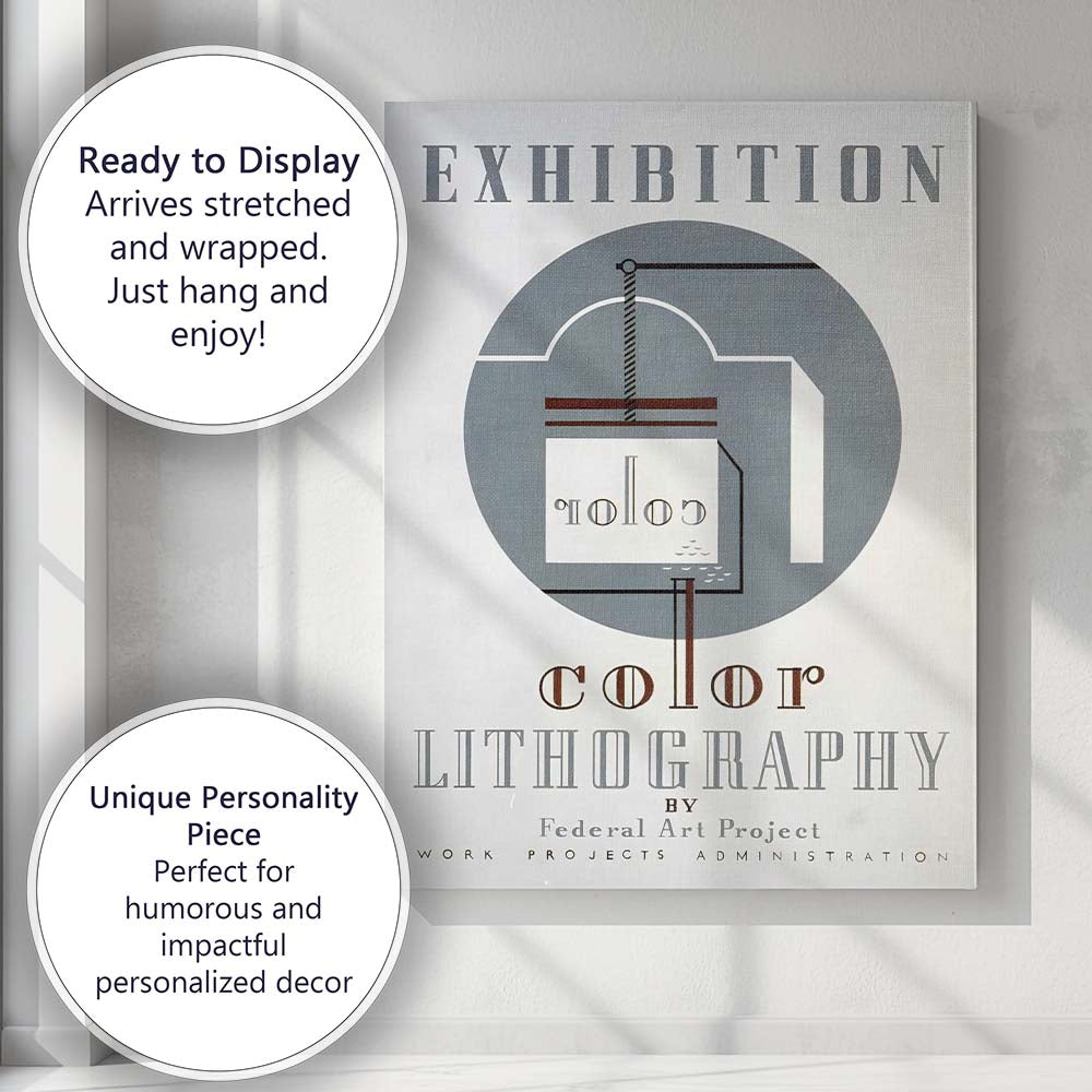 Art Deco Colour Lithography Exhibition Poster Canvas Wall Art Print Decor Picture Ready to Hang