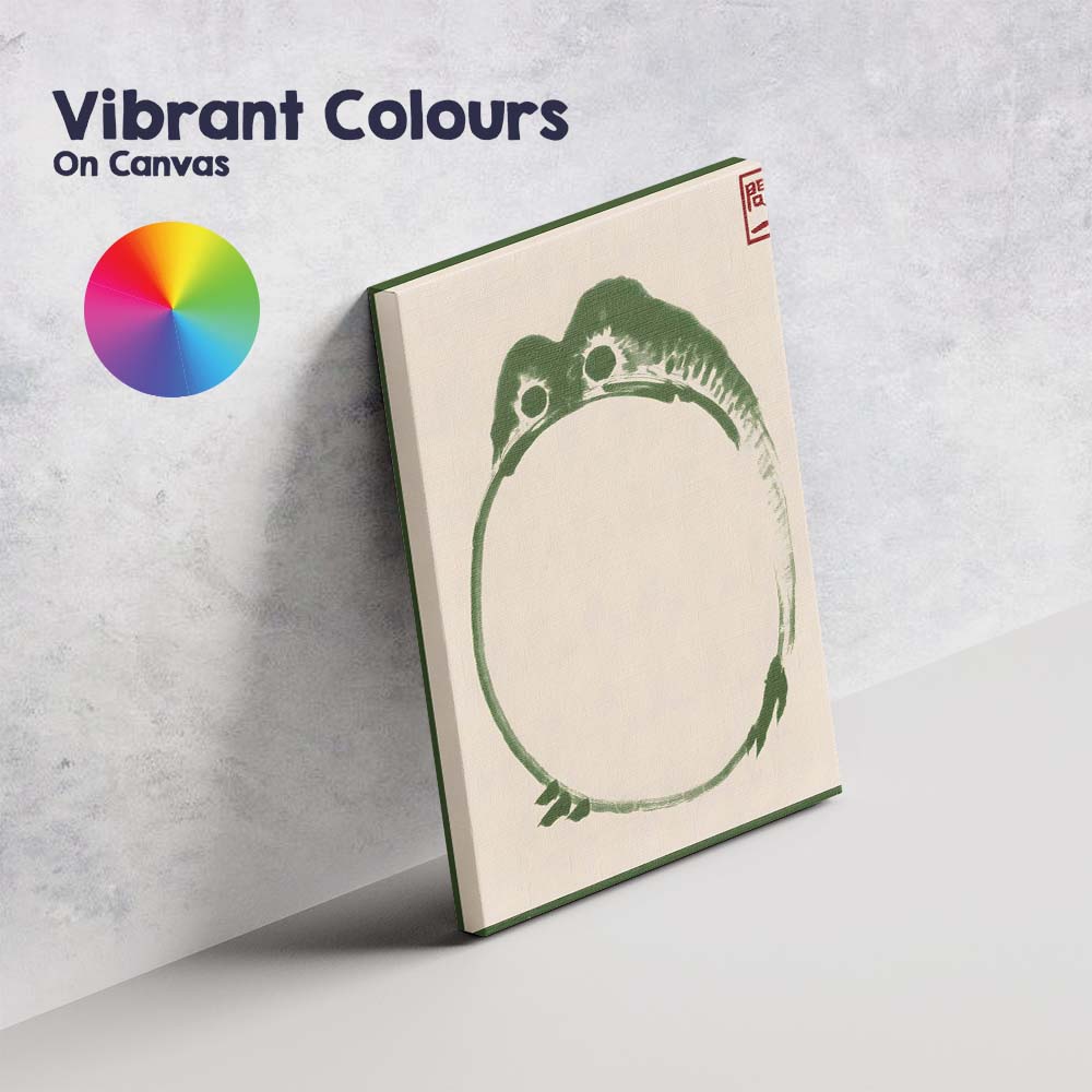 Minimalist Japanese Zen Frog Brushstroke Ink Painting Canvas Wall Art Print Decor Picture Ready to Hang