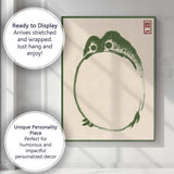 Minimalist Japanese Zen Frog Brushstroke Ink Painting Canvas Wall Art Print Decor Picture Ready to Hang