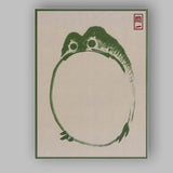 Minimalist Japanese Zen Frog Brushstroke Ink Painting Canvas Wall Art Print Decor Picture Ready to Hang