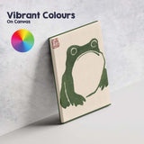 Minimalist Green Frog Sumi Ink Illustration Canvas Wall Art Print Decor Picture Ready to Hang