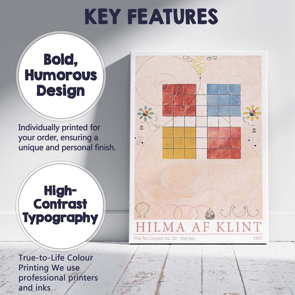 Pastel Hilma Af Klint Geometric Abstract Grid Composition Canvas Wall Art Print Decor Picture Ready to Hang