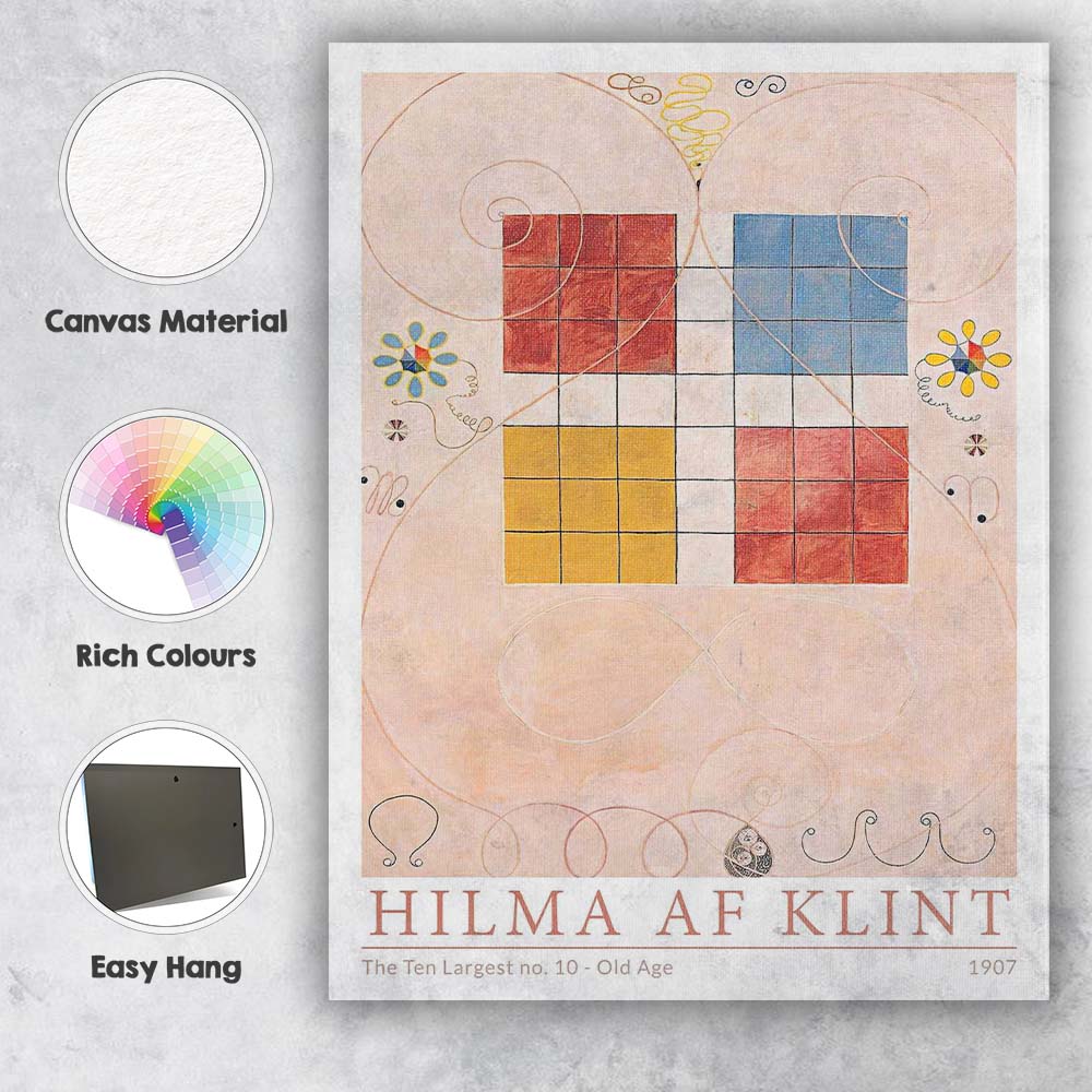 Pastel Hilma Af Klint Geometric Abstract Grid Composition Canvas Wall Art Print Decor Picture Ready to Hang