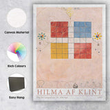 Pastel Hilma Af Klint Geometric Abstract Grid Composition Canvas Wall Art Print Decor Picture Ready to Hang