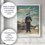 Henri Rousseau Self Portrait With Artist Palette Paris Cityscape Canvas Wall Art Print Decor Picture Ready to Hang