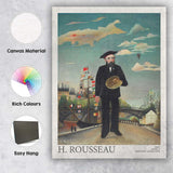 Henri Rousseau Self Portrait With Artist Palette Paris Cityscape Canvas Wall Art Print Decor Picture Ready to Hang