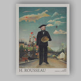 Henri Rousseau Self Portrait With Artist Palette Paris Cityscape Canvas Wall Art Print Decor Picture Ready to Hang