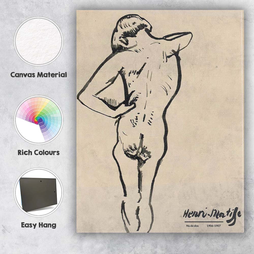 Henri Matisse Expressive Ink Nude Figure Sketch Canvas Wall Art Print Decor Picture Ready to Hang