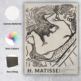 Henri Matisse Black And White Woodcut Female Portrait Expressionist Canvas Wall Art Print Decor Picture Ready to Hang