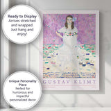 Purple Floral Portrait Gustav Klimt Mada Primavesi Classic Painting Canvas Wall Art Print Decor Picture Ready to Hang