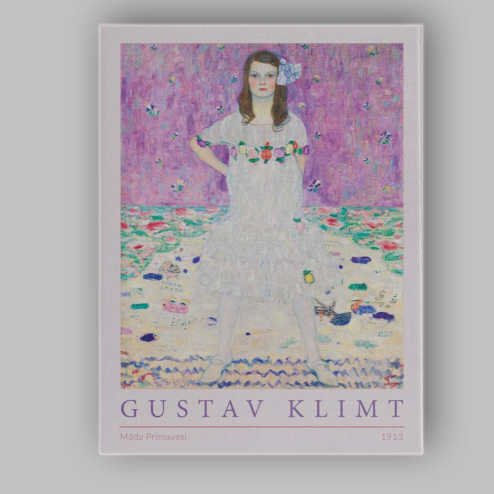 Purple Floral Portrait Gustav Klimt Mada Primavesi Classic Painting Canvas Wall Art Print Decor Picture Ready to Hang