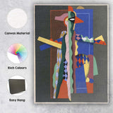 Colourful Cubist Abstract Geometric Figure Modern Art Canvas Wall Art Print Decor Picture Ready to Hang