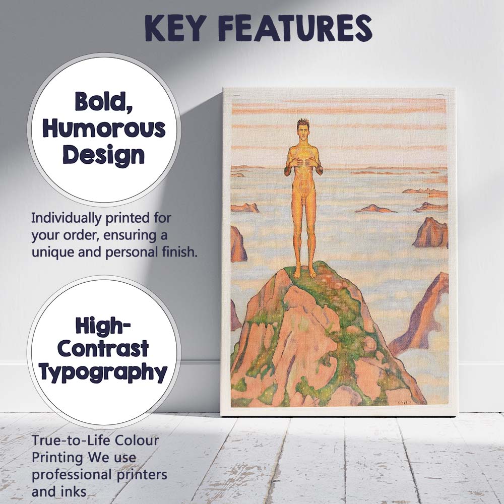 Symbolist Nude Figure Above Clouds Mountain Landscape Canvas Wall Art Print Decor Picture Ready to Hang