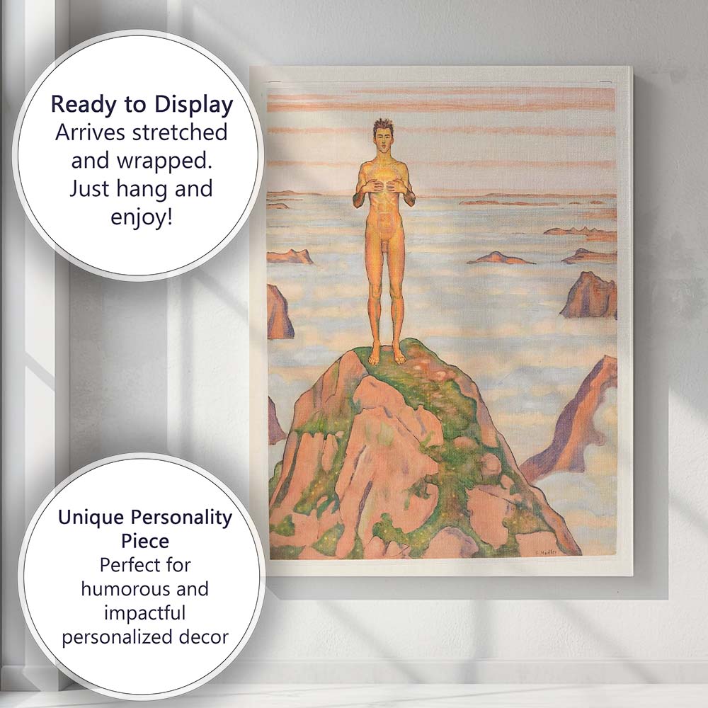 Symbolist Nude Figure Above Clouds Mountain Landscape Canvas Wall Art Print Decor Picture Ready to Hang