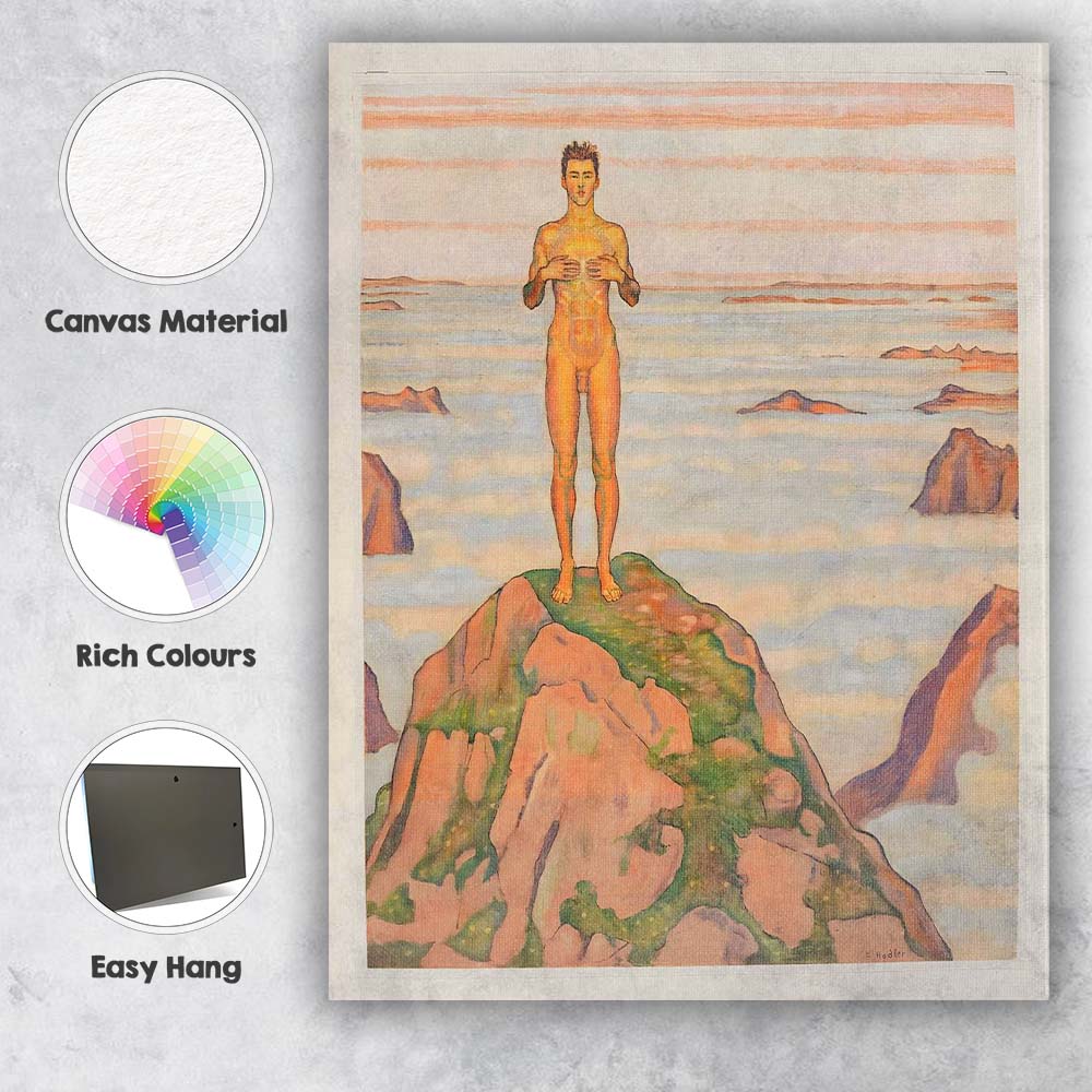 Symbolist Nude Figure Above Clouds Mountain Landscape Canvas Wall Art Print Decor Picture Ready to Hang