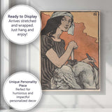 Art Nouveau Woman Sculpting Stone Statue Illustration Canvas Wall Art Print Decor Picture Ready to Hang