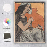 Art Nouveau Woman Sculpting Stone Statue Illustration Canvas Wall Art Print Decor Picture Ready to Hang