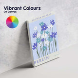 Blue White Wildflower Market Scandinavian Floral Illustration Canvas Wall Art Print Decor Picture Ready to Hang