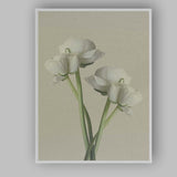 Soft White Ranunculus Floral Minimalist Botanical Still Life Canvas Wall Art Print Decor Picture Ready to Hang