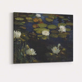 Impressionist White Water Lily Pond Botanical Oil Painting Canvas Wall Art Print Decor Picture Ready to Hang