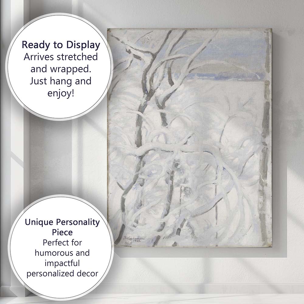 Winter Snow Covered Woodland Impressionist Landscape Painting Canvas Wall Art Print Decor Picture Ready to Hang