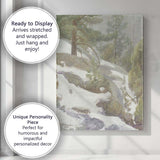 Snowy Pine Forest Winter Mountain Landscape Oil Painting Canvas Wall Art Print Decor Picture Ready to Hang
