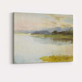 Soft Misty Lake Sunrise Watercolour Landscape Painting Canvas Wall Art Print Decor Picture Ready to Hang