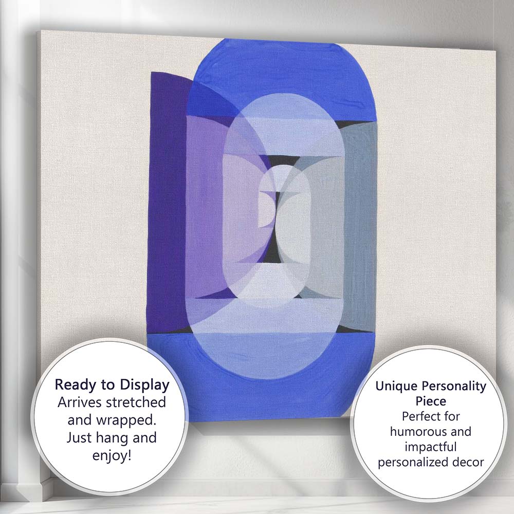 Abstract Blue Purple Geometric Arch Minimalist Modern Canvas Wall Art Print Decor Picture Ready to Hang