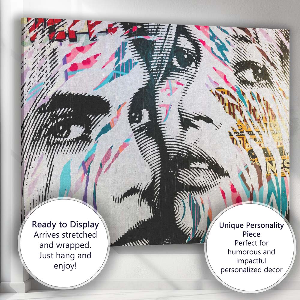 Urban Graffiti Pop Art Monochrome Portrait Street Art Canvas Wall Art Print Decor Picture Ready to Hang